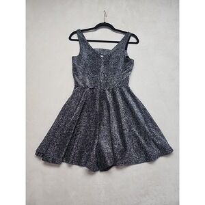 She + Sky Boutique Metallic Black/Silver Skater Style Roomper